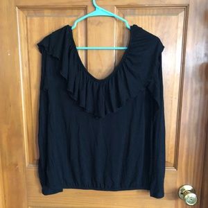Express Black Off-the-Shoulder Ruffle Top, Size Medium